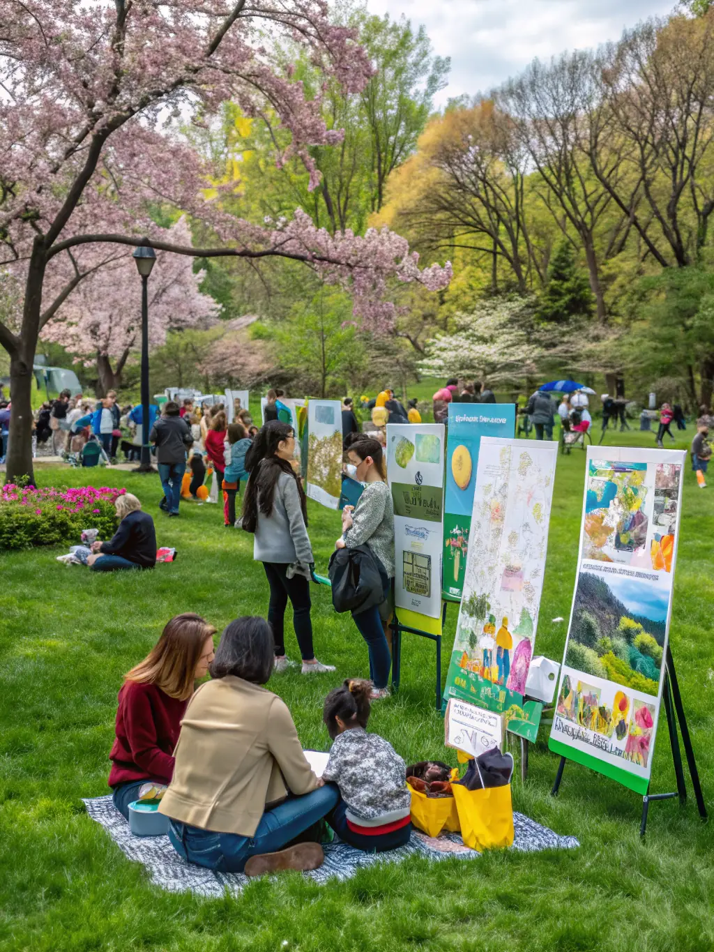 Community members participating in a local event outdoors, engaging in dialogue, illustrating EPE Vienne's Community Engagement Initiatives.
