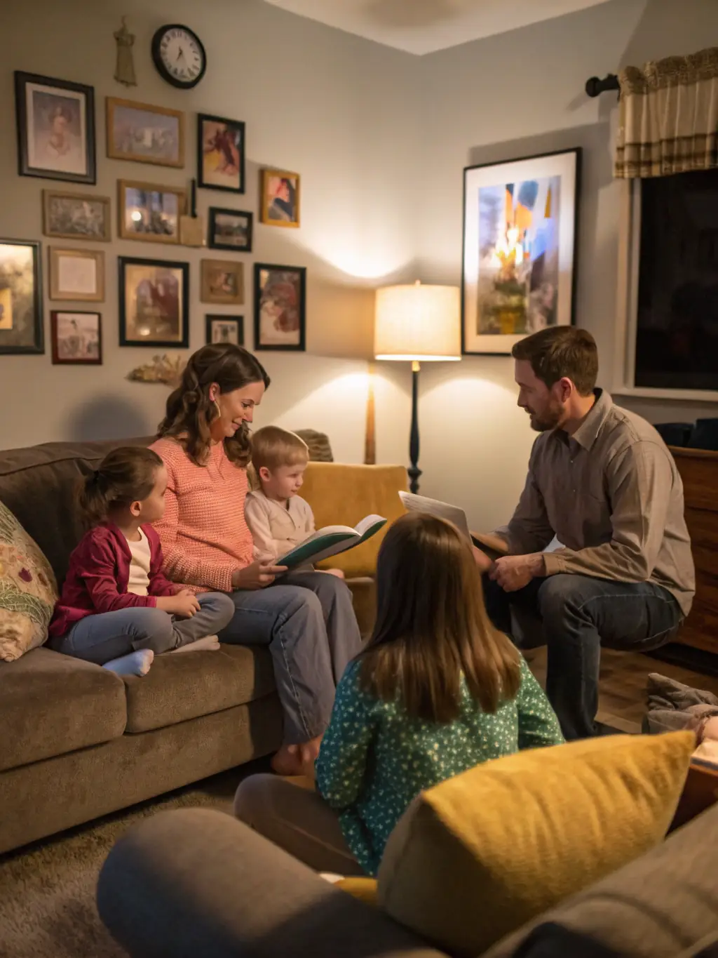 A diverse group of families participating in a family support program, highlighting EPE Vienne's commitment to family well-being.
